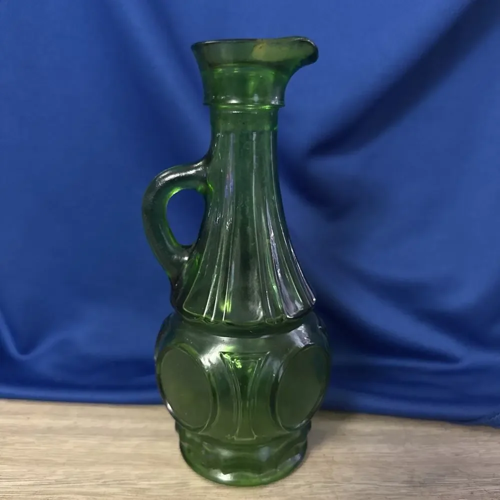 Wheaton Emerald Green Glass Bullseye Cruet Decanter 1970s No Stopper